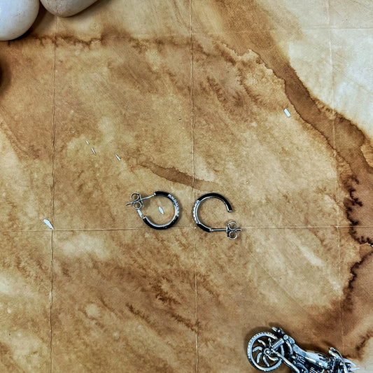 Black Enamel C Hoops