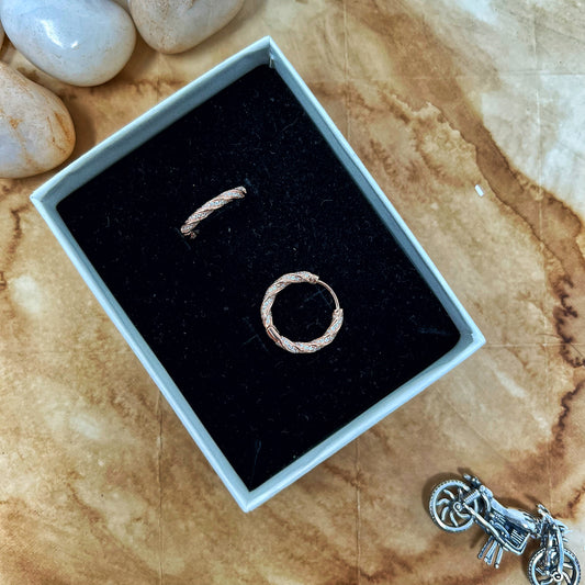 Rose Gold Studded Twist Hoops