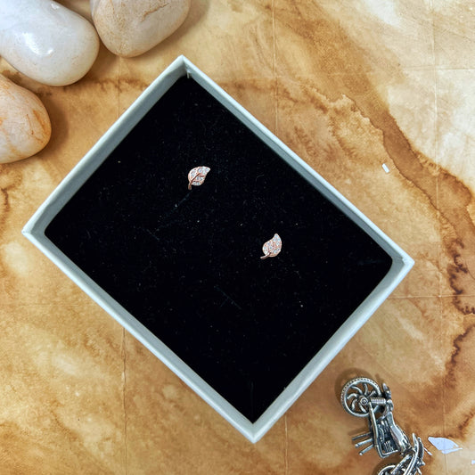 Rose Gold Small Leaf Studs