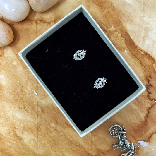 Silver Double Flower Studs