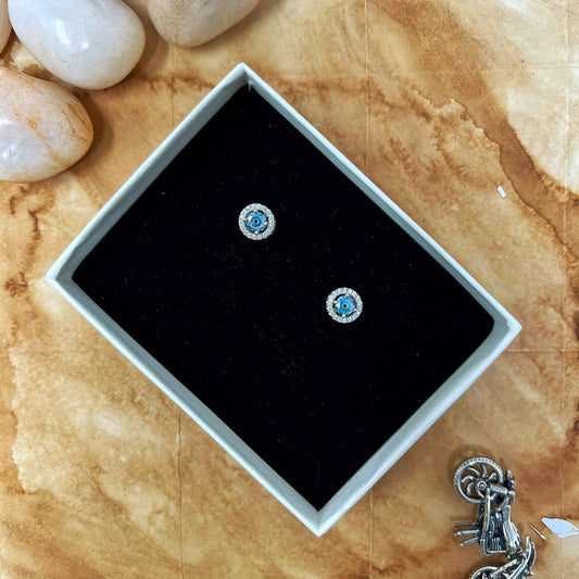 Silver Evil Eye Studs