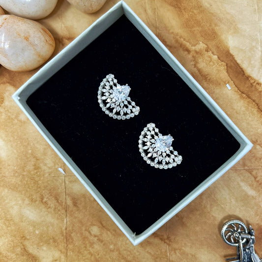 Silver Pear Cut Cluster Studs