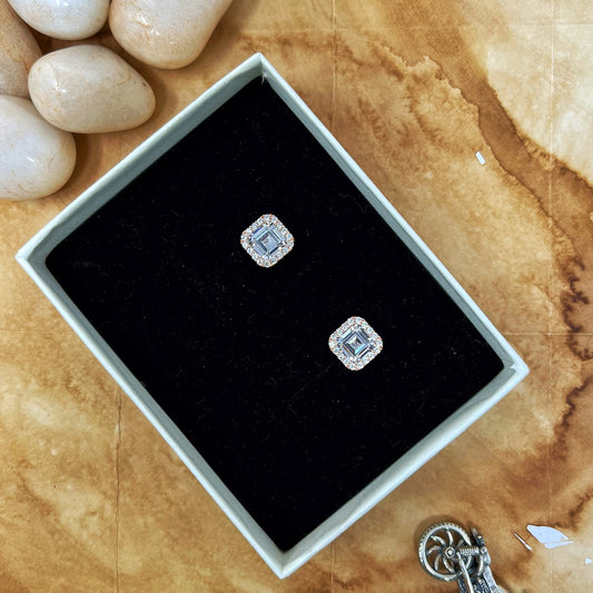 Rose Gold Halo Studs