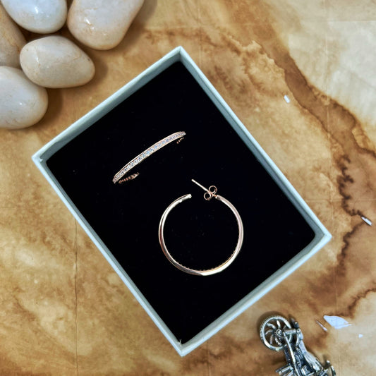 Rose Gold Solitaire C Hoops