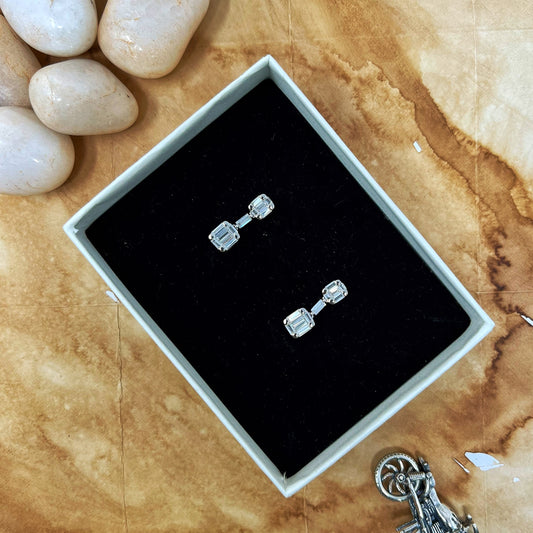 Silver Baguette Danglers