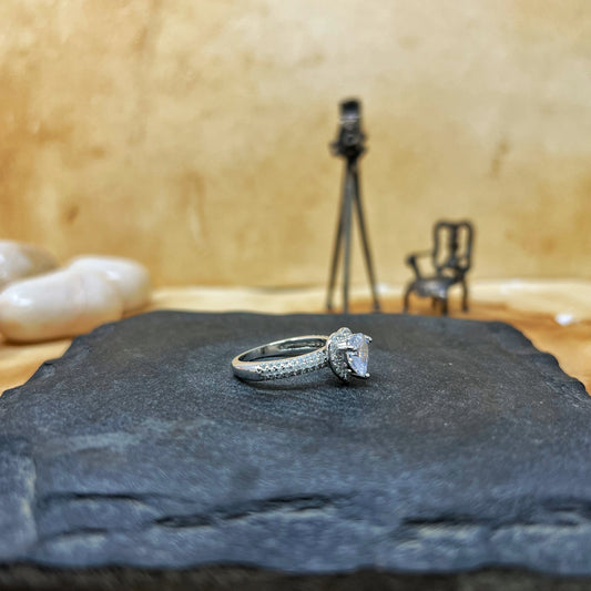 Silver Studded Heart Ring