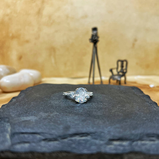 Silver Azure Oval Cut Ring