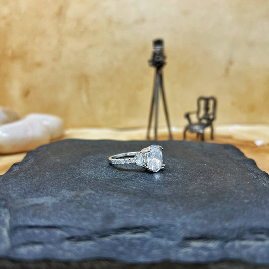 Silver Azure Oval Cut Ring