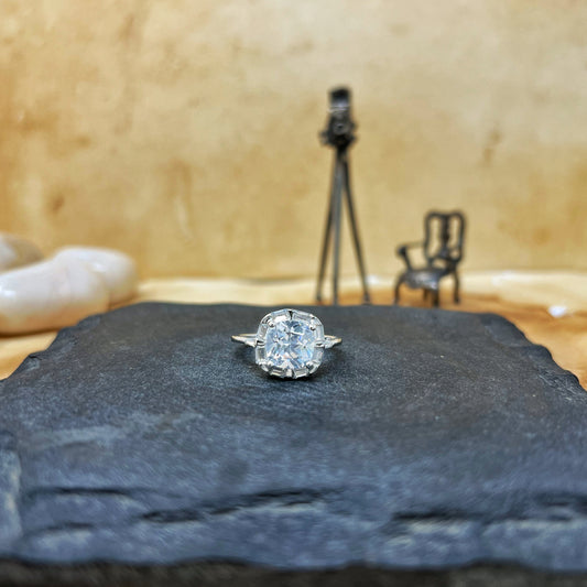 Silver Aurora Cushion Cut Ring