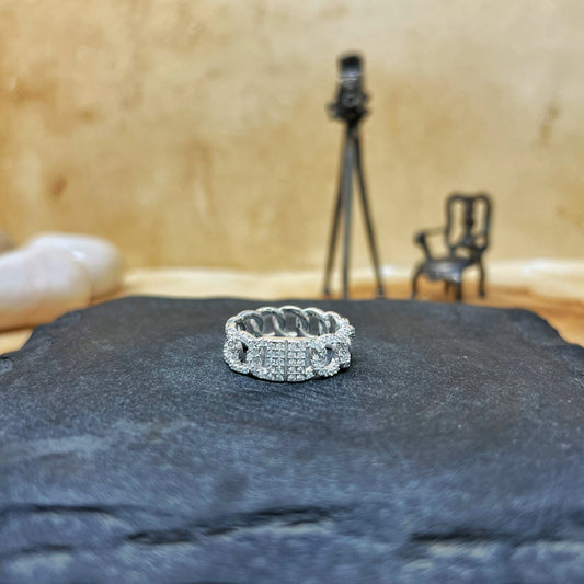 Silver Half Studded Link Band