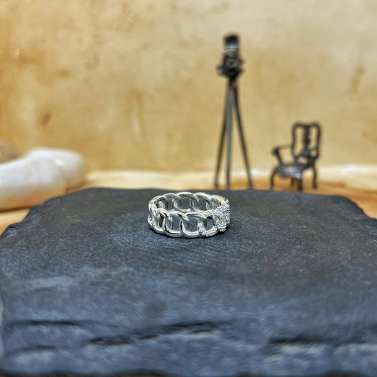 Silver Half Studded Link Band