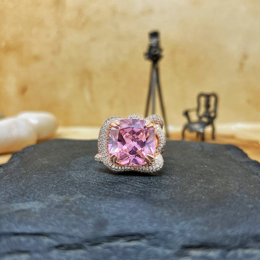 Rose Gold Opulence Pink Cocktail Ring