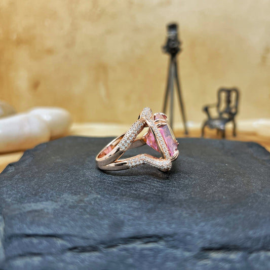 Rose Gold Opulence Pink Cocktail Ring