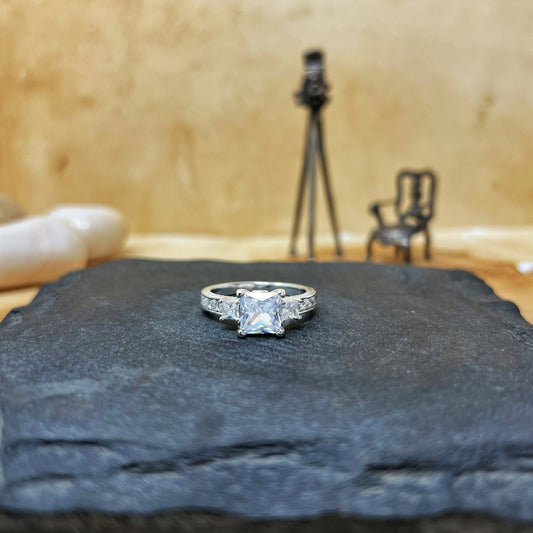 Silver Princess Cut Ring
