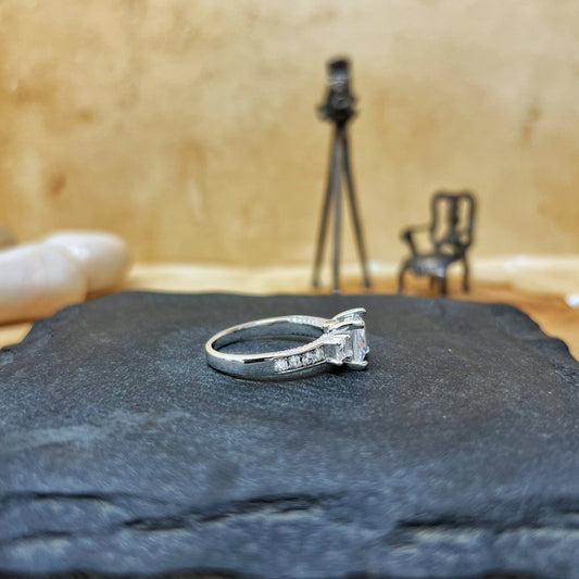 Silver Princess Cut Ring