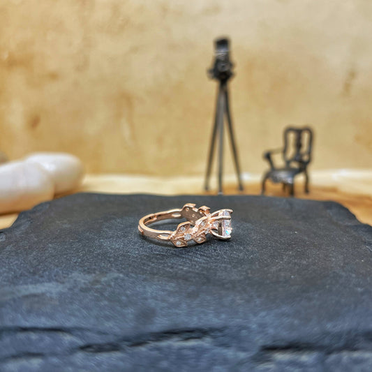 Rose Gold Small Rose Solitaire Ring