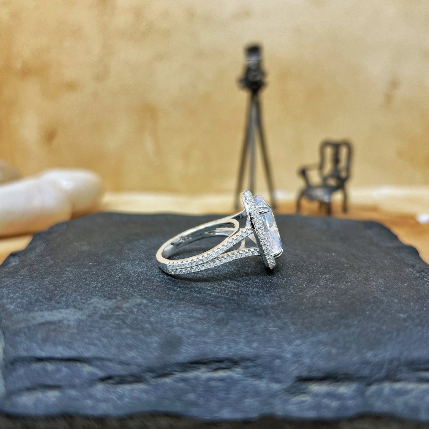 Silver Grande Cushion Cut Ring