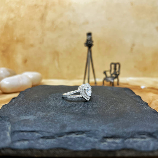 Silver Beryl Heart Ring