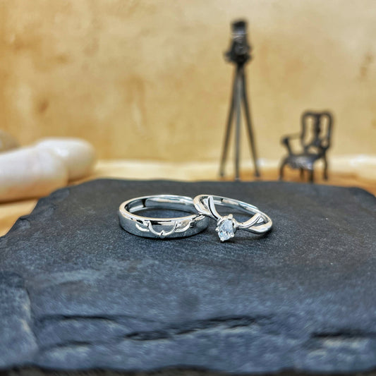 Silver Horn Couple Ring