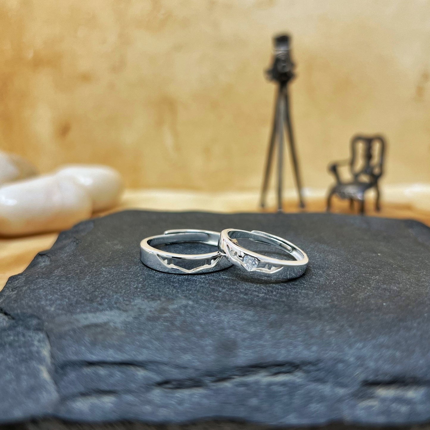 Silver Horn II Adjustable Couple Ring