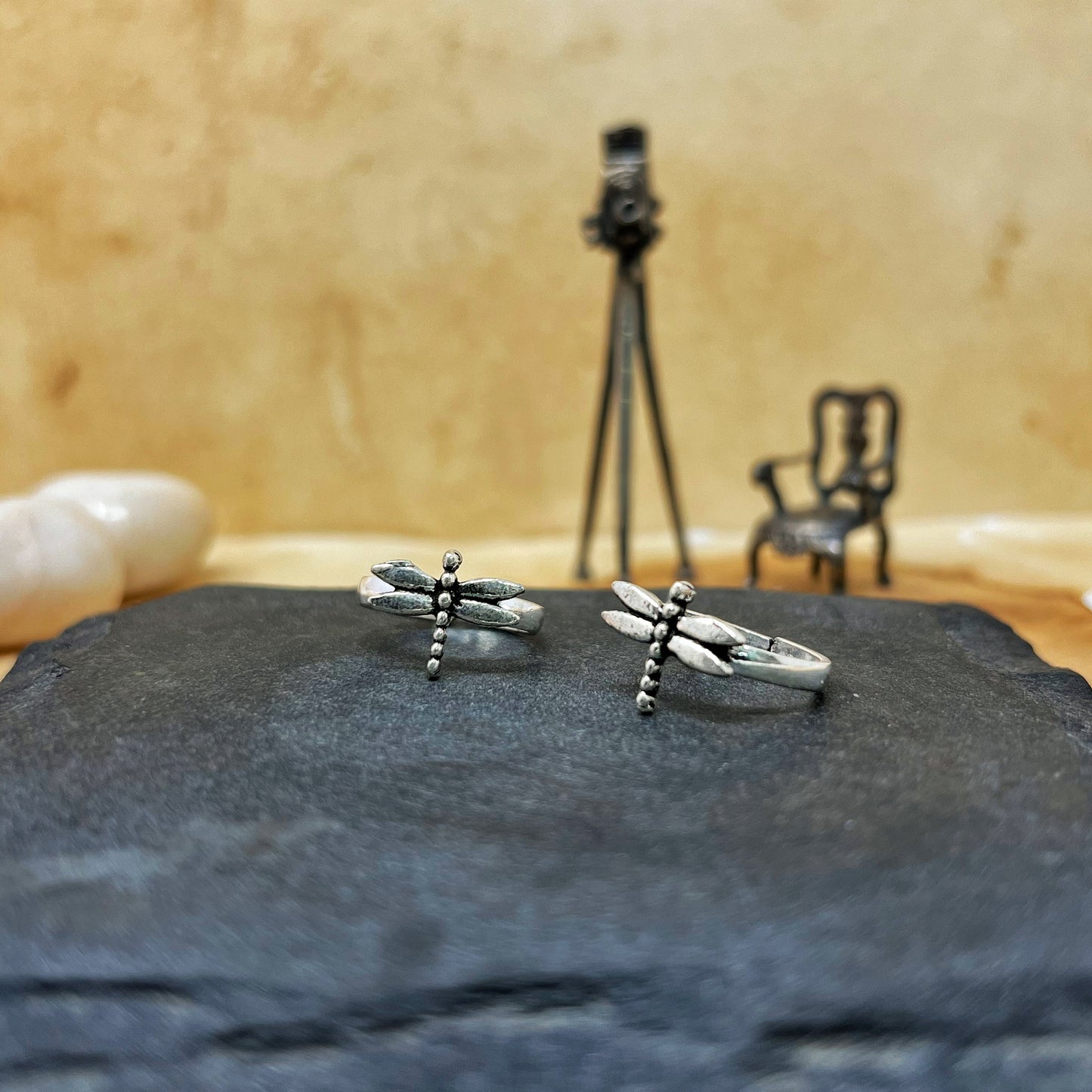 Silver Dragonfly Toe Rings