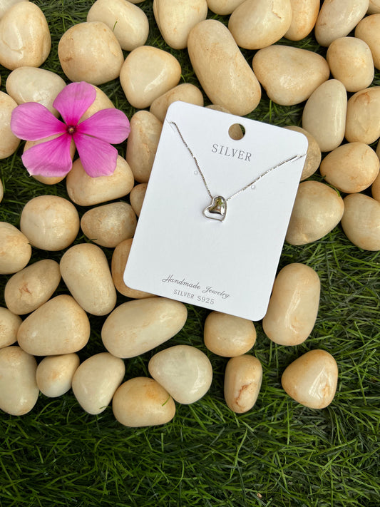 Silver Double Heart Chain And Locket