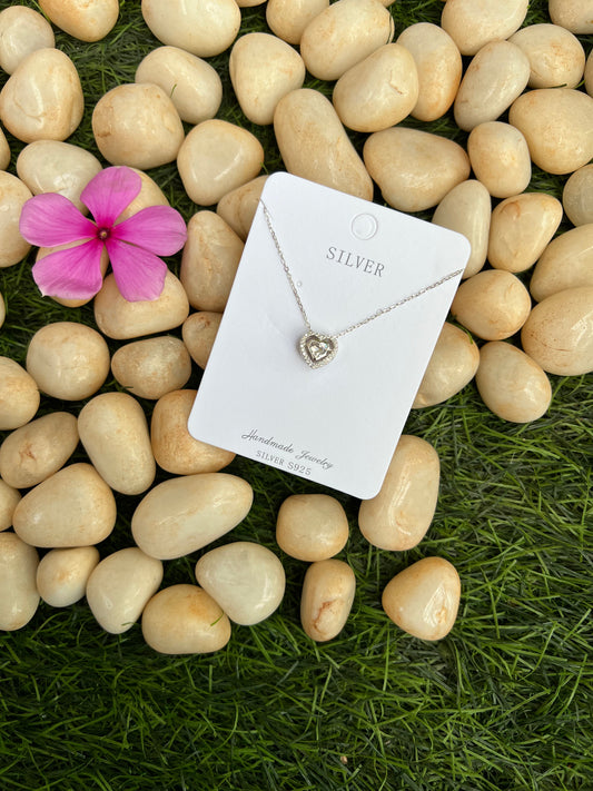 Silver 2-In-1 Heart Chain And Locket