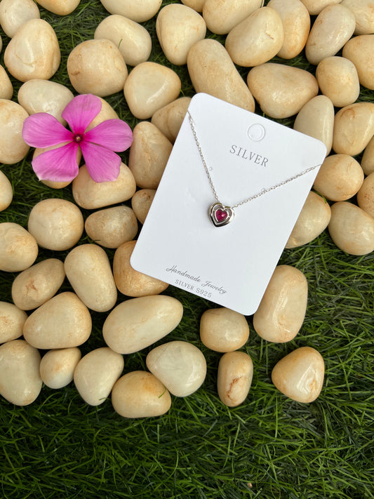 Silver 2-In-1 Heart Chain And Locket