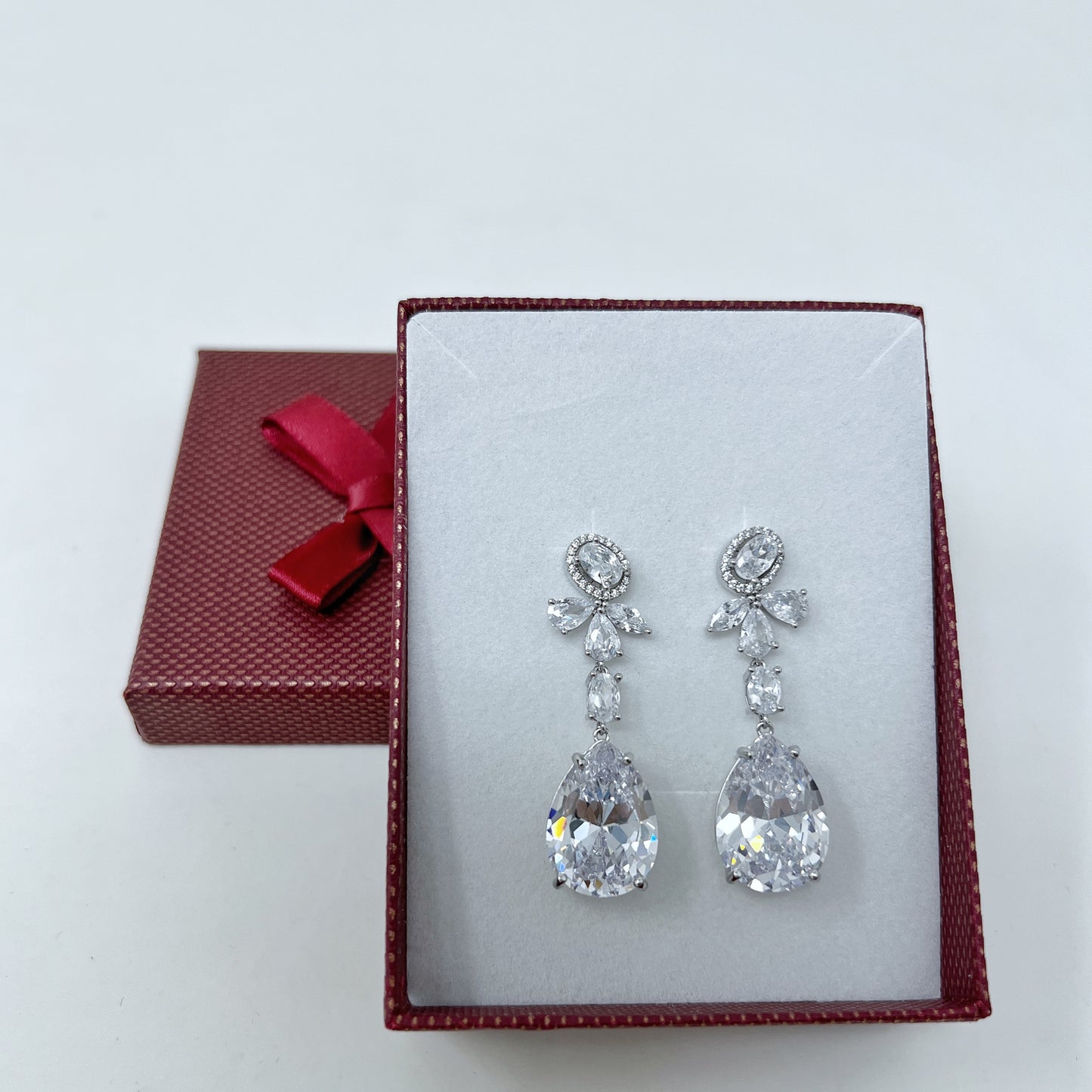 Silver Pear Cut Hanging Earrings