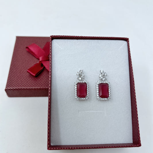 Emerald Cut Hanging Earrings