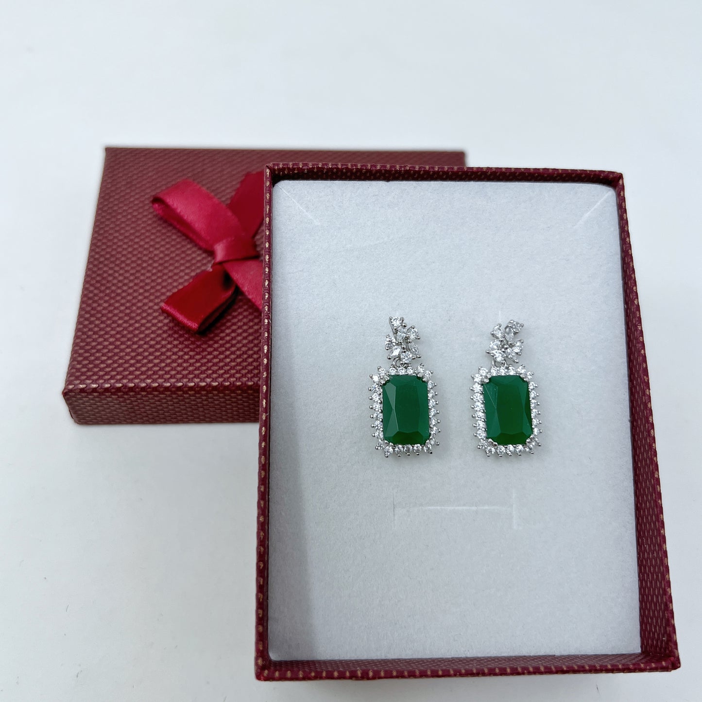 Emerald Cut Hanging Earrings