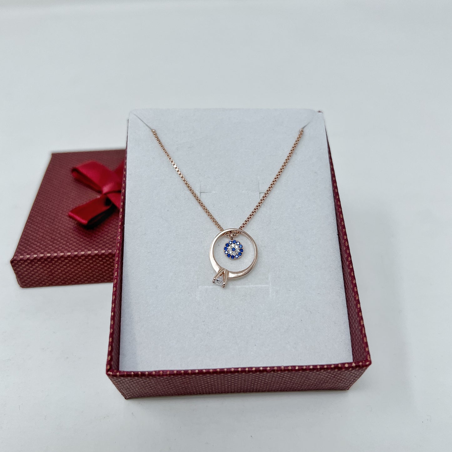 Solitaire Ring And Evil Eye Chain And Locket