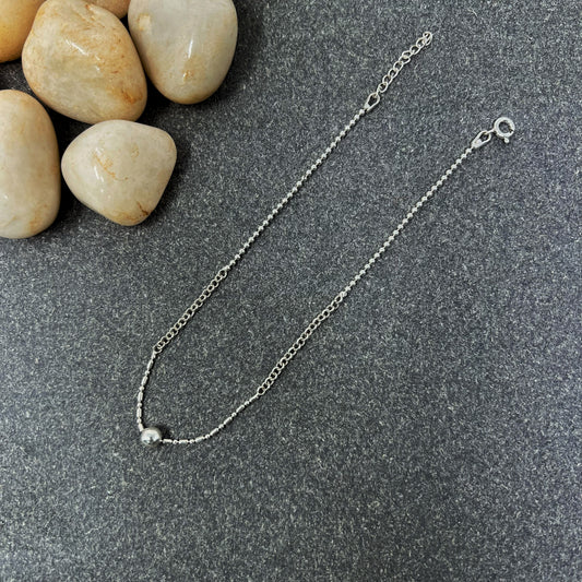 Silver Bead Dual Chain Anklet