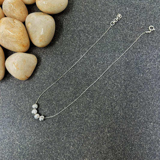 Silver Four Bead Anklet