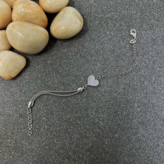 Silver Dual Pattern Heart Bracelet