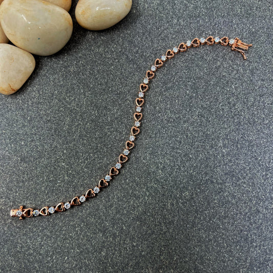 Rose Gold Heart And Solitaire Tennis Bracelet