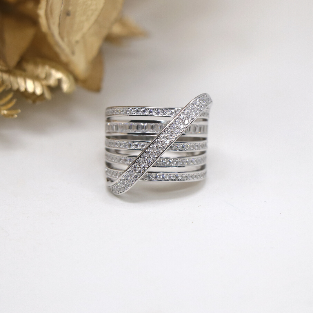 Silver Layer Cocktail Ring