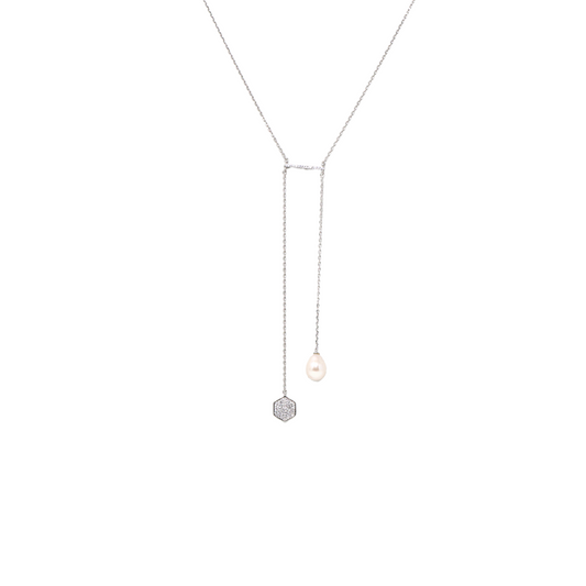 Silver Long Pearl Neckpiece