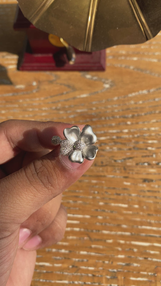 Silver Flower Matte Ring