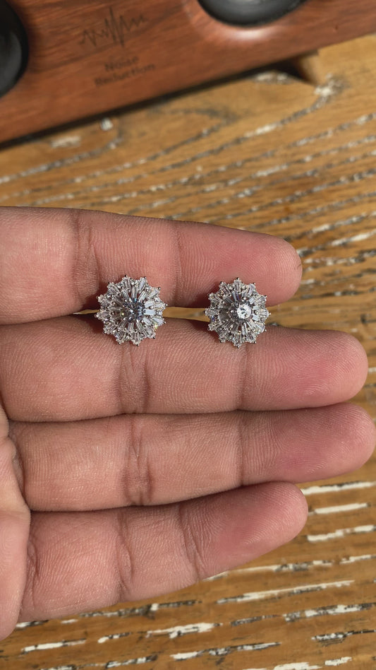 Silver Solitaire Studded Studs 2