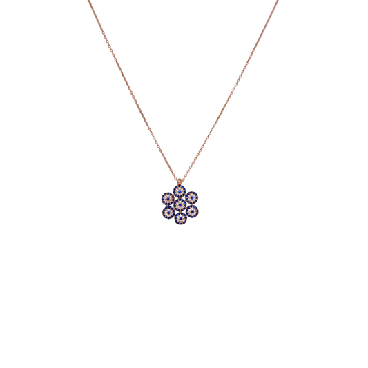 Silver Seven Evil Eye Chain And Locket