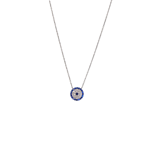 Silver Mini Evil Eye Chain And Locket