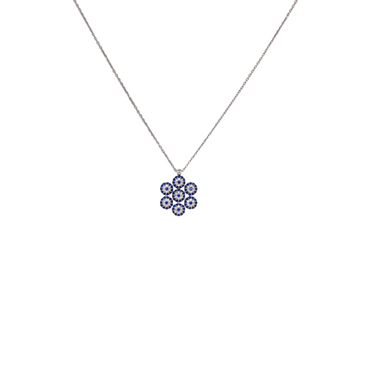 Silver Seven Evil Eye Chain And Locket