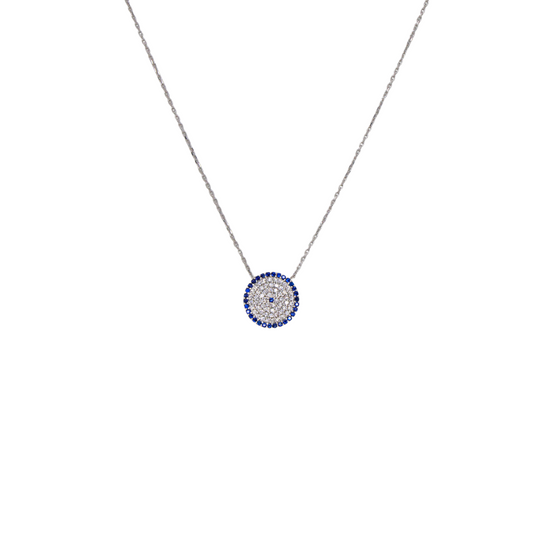 Silver Minimal Evil Eye Chain And Locket