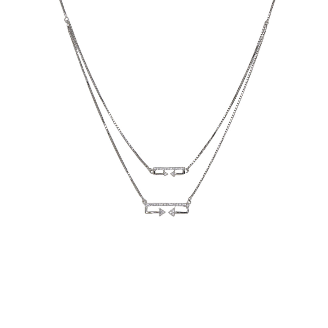 Silver Dual Arrow Chain And Locket