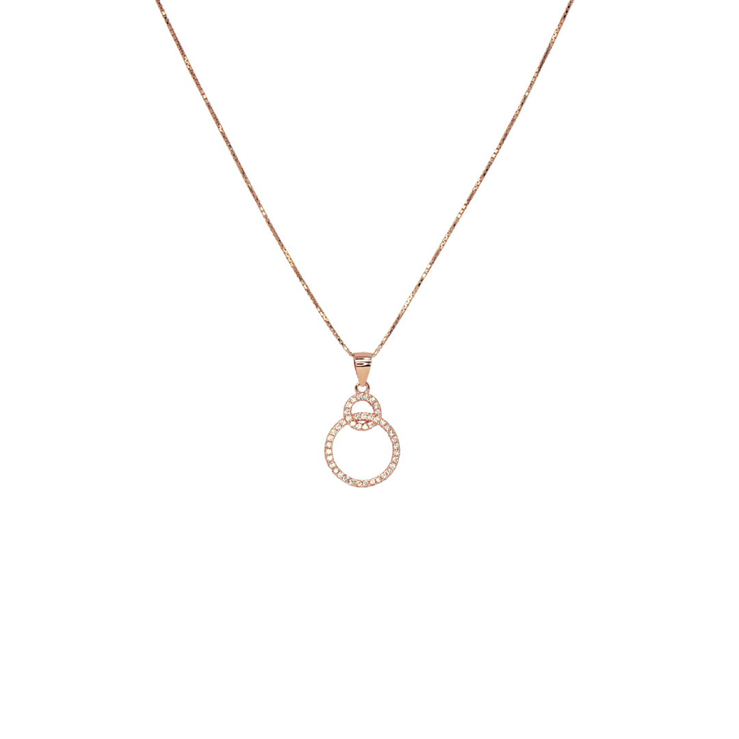 Rose Gold Double Circle Chain And Locket