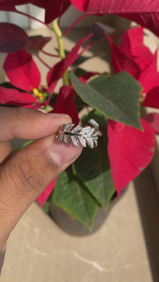 Silver Adjustable Leaf Ring