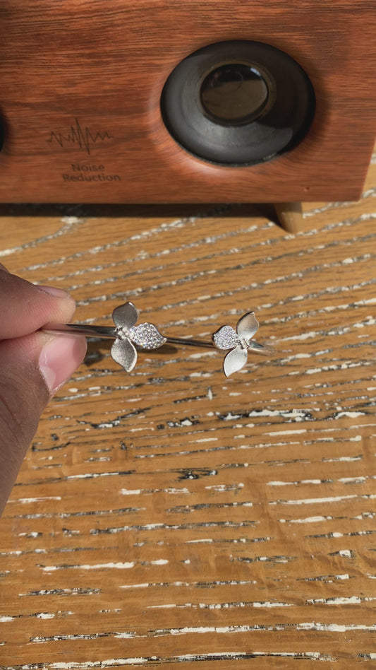 Silver 3 Leaf Cuff Bracelet